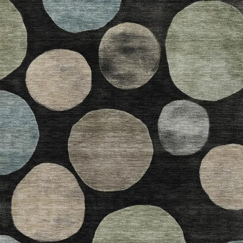 Black And Taupe Geometric Washable Area Rug With UV Protection Photo 3