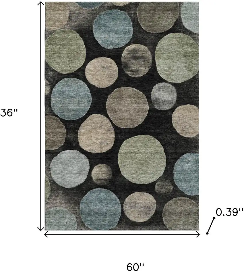 Black And Taupe Geometric Washable Area Rug With UV Protection Photo 9