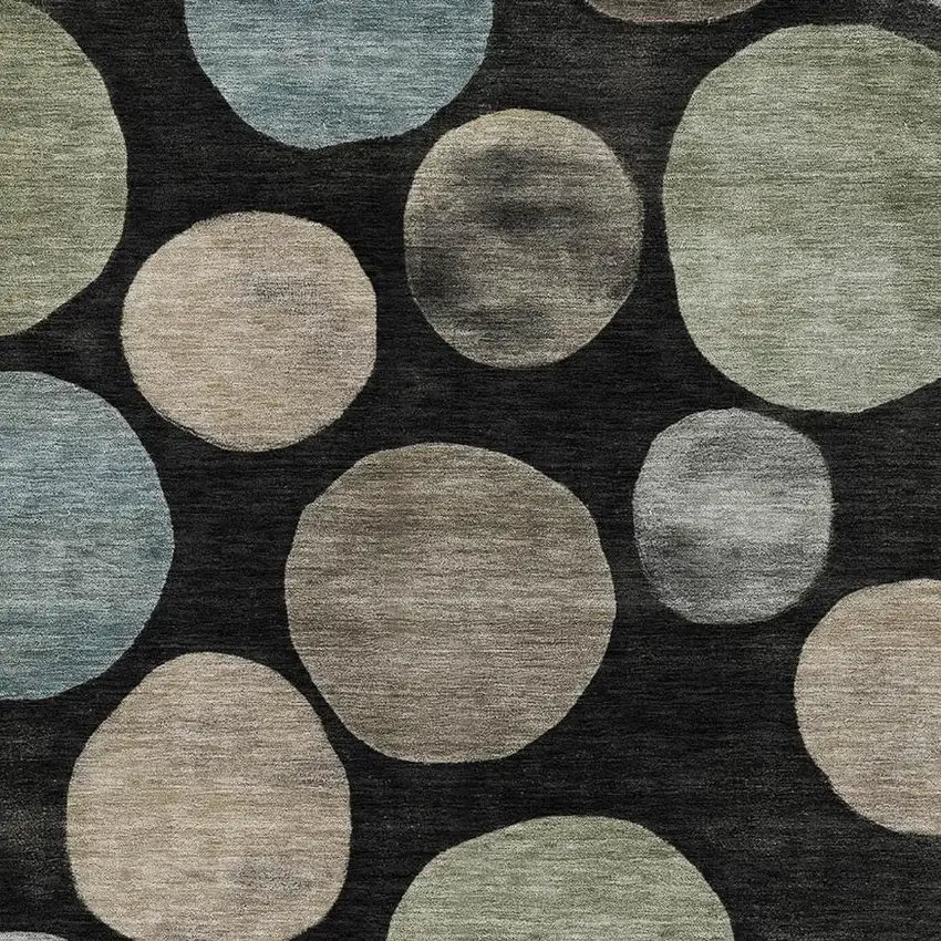 Black And Taupe Geometric Washable Area Rug With UV Protection Photo 3