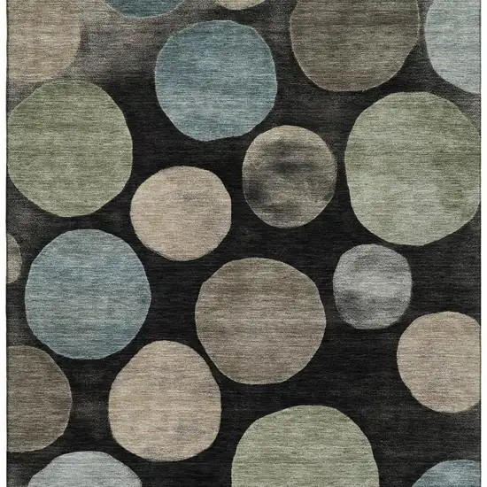 Black And Taupe Geometric Washable Area Rug With UV Protection Photo 4