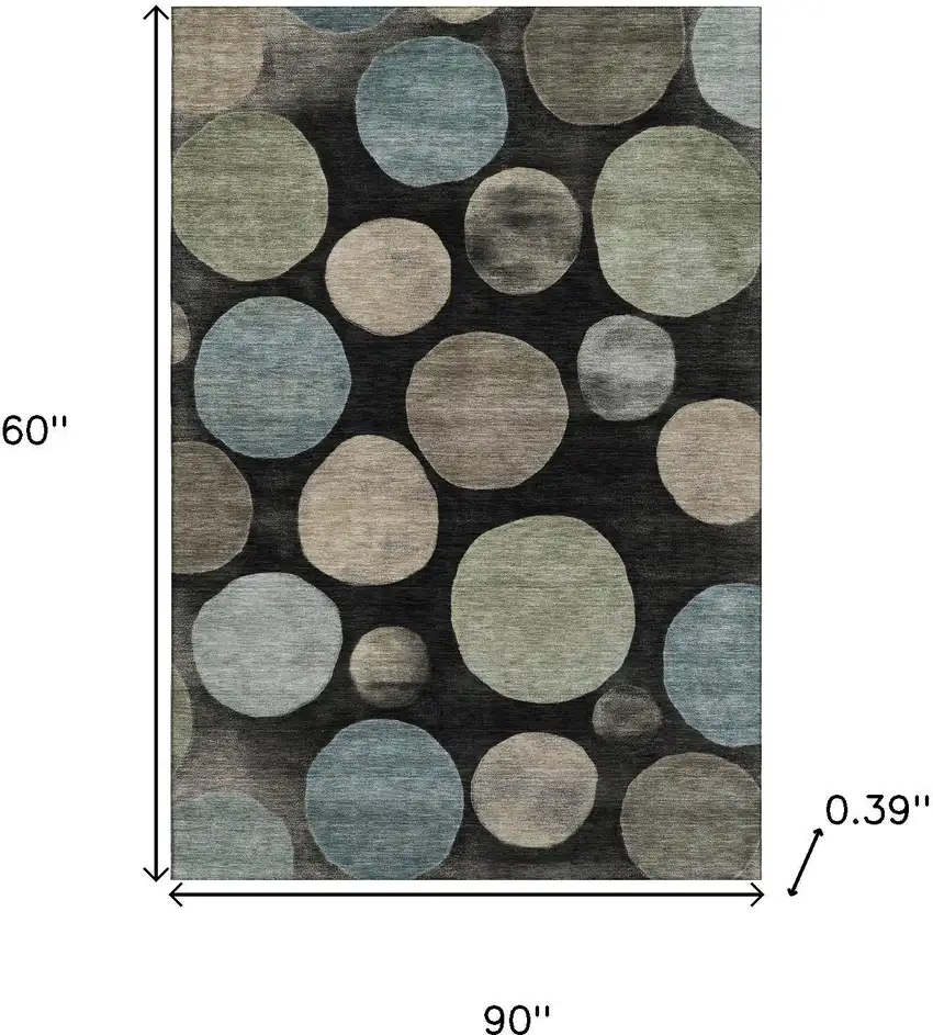 Black And Taupe Geometric Washable Area Rug With UV Protection Photo 9