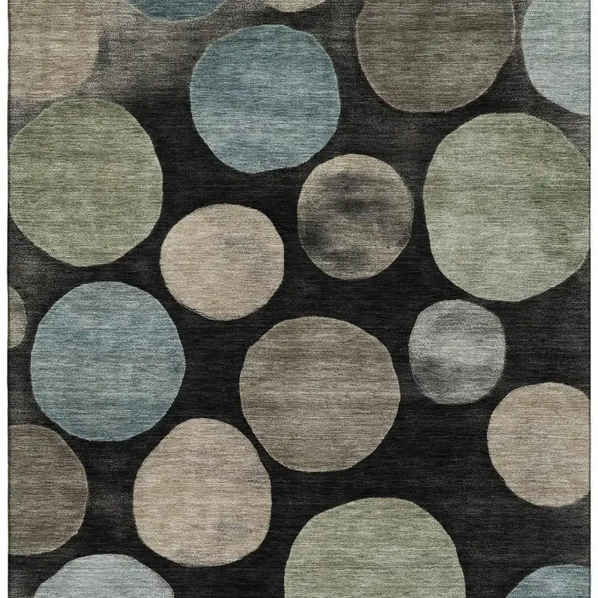Black And Taupe Geometric Washable Area Rug With UV Protection Photo 4