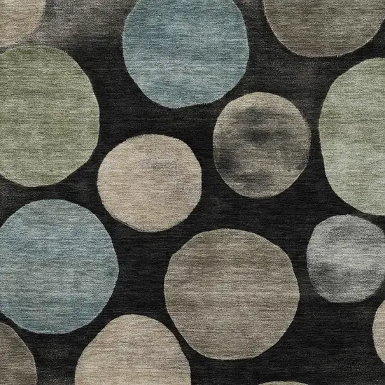 Black And Taupe Geometric Washable Area Rug With UV Protection Photo 3