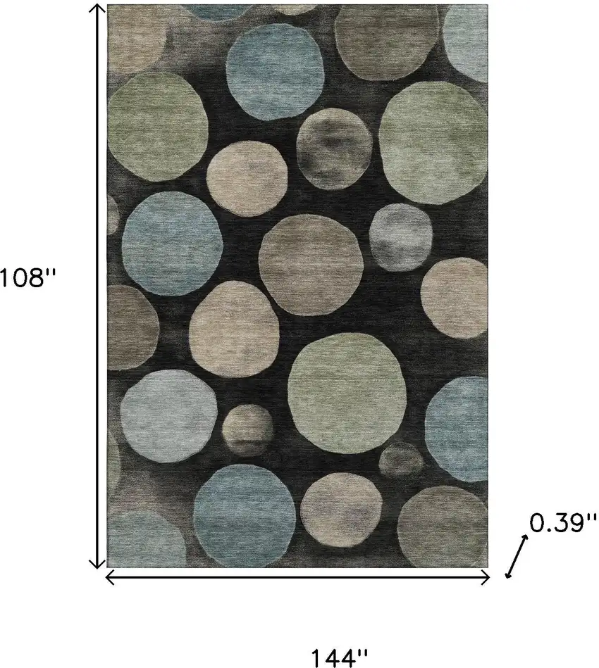 Black And Taupe Geometric Washable Area Rug With UV Protection Photo 9