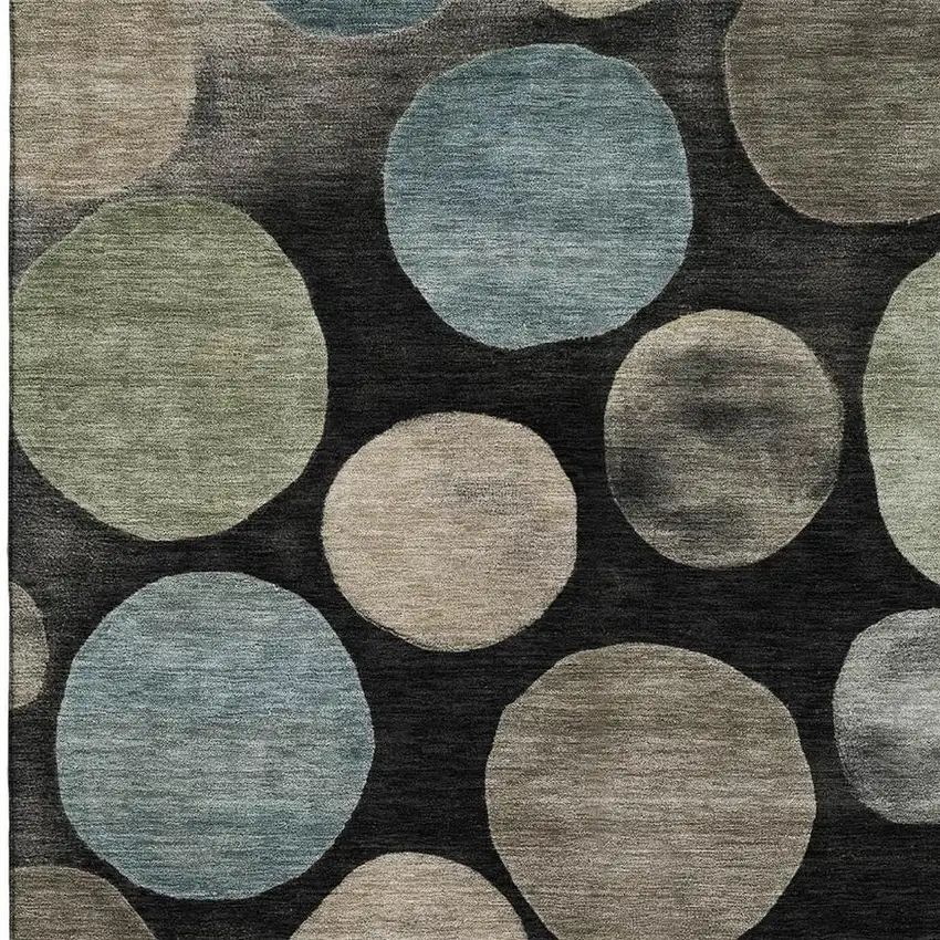 Black And Taupe Geometric Washable Area Rug With UV Protection Photo 3