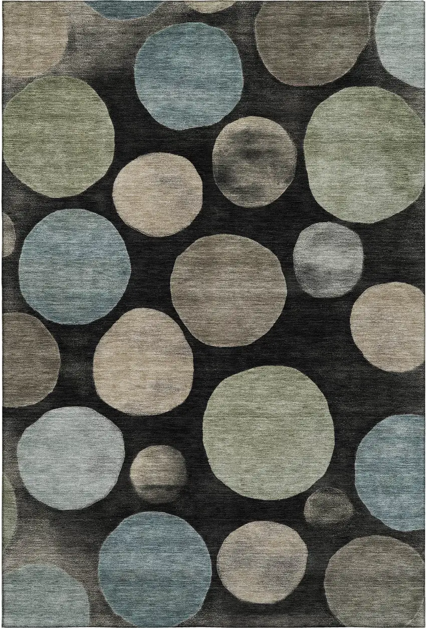 Black And Taupe Geometric Washable Area Rug With UV Protection Photo 1
