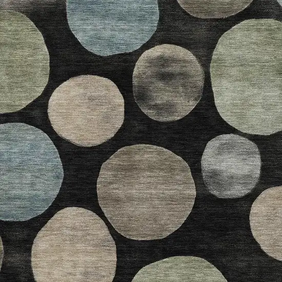 Black And Taupe Geometric Washable Area Rug With UV Protection Photo 3