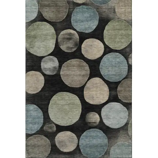 Black And Taupe Geometric Washable Area Rug With UV Protection Photo 4