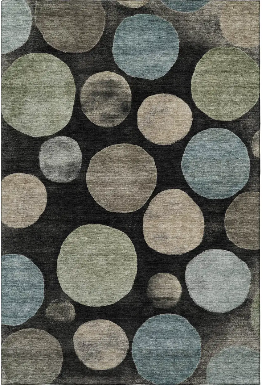 Black And Taupe Geometric Washable Area Rug With UV Protection Photo 4