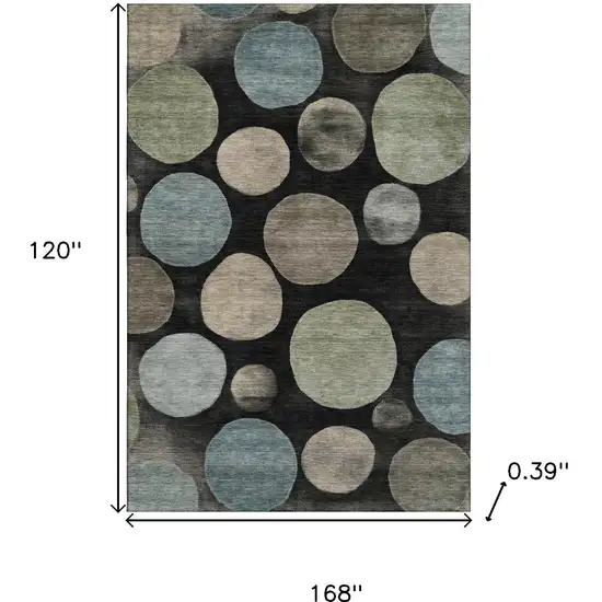 Black And Taupe Geometric Washable Area Rug With UV Protection Photo 9