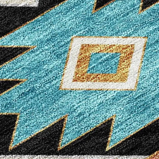 Black And Taupe Southwestern Washable Indoor Outdoor Area Rug Photo 2