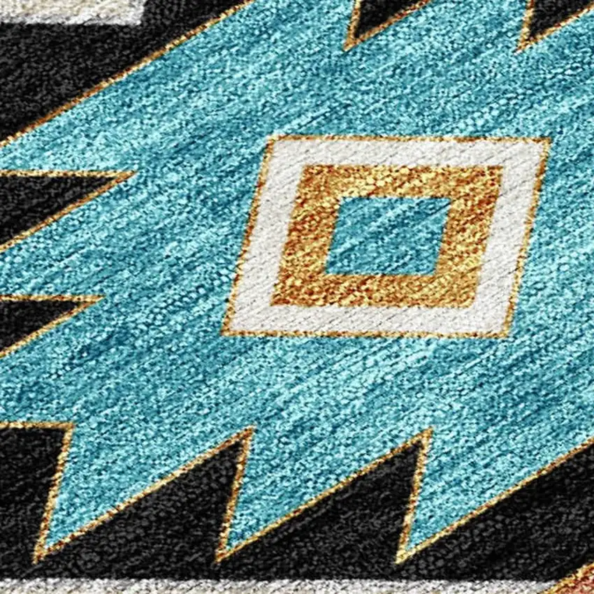 Black And Taupe Southwestern Washable Indoor Outdoor Area Rug Photo 2