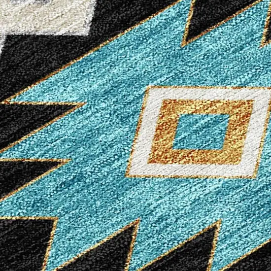 Black And Taupe Southwestern Washable Indoor Outdoor Area Rug Photo 2