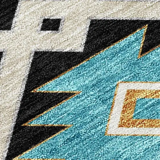 Black And Taupe Southwestern Washable Indoor Outdoor Area Rug Photo 2