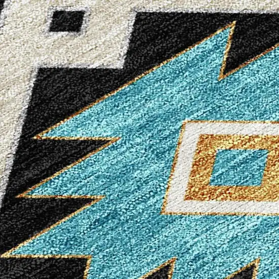 Black And Taupe Southwestern Washable Indoor Outdoor Area Rug Photo 2