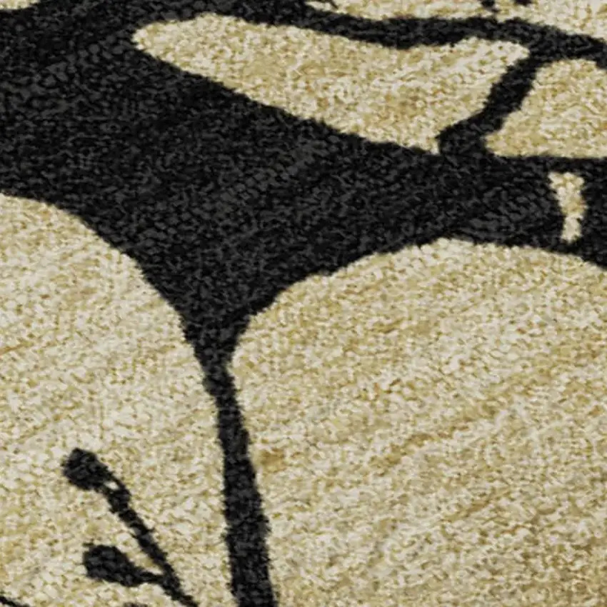 Black And Wheat Floral Washable Area Rug With UV Protection Photo 2