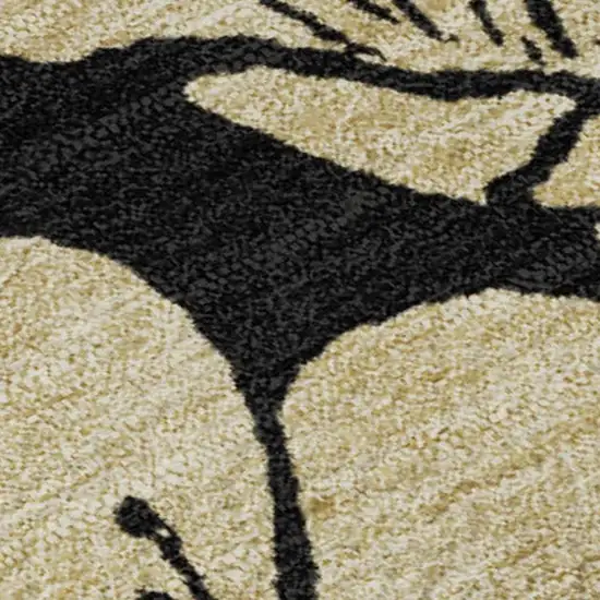 Black And Wheat Floral Washable Area Rug With UV Protection Photo 2