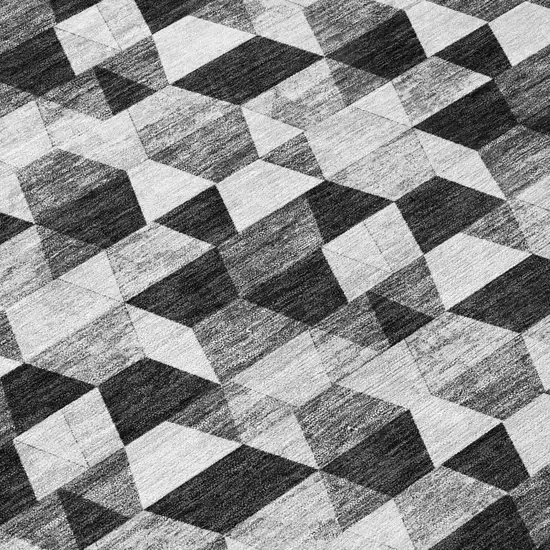 Black And Wheat Geometric Washable Indoor Outdoor Area Rug Photo 2