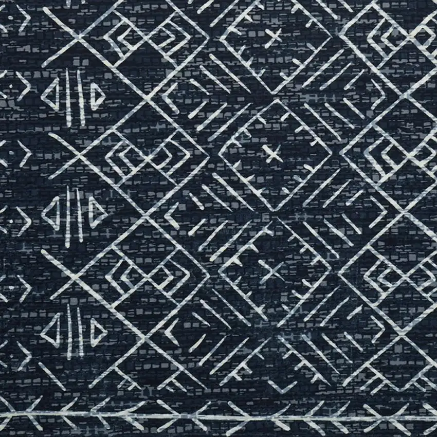 Black And White Abstract Geometric Distressed Washable Area Rug Photo 3