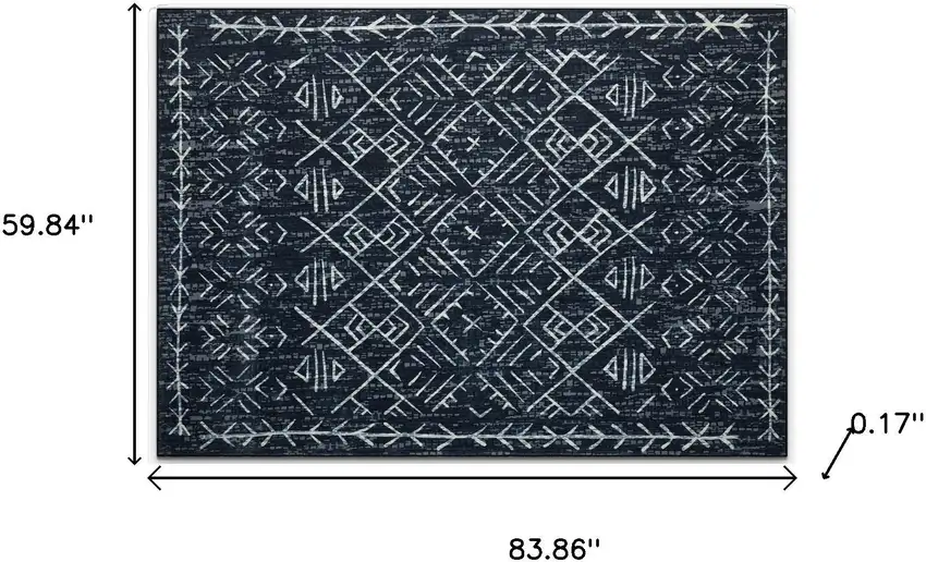 Black And White Abstract Geometric Distressed Washable Area Rug Photo 8