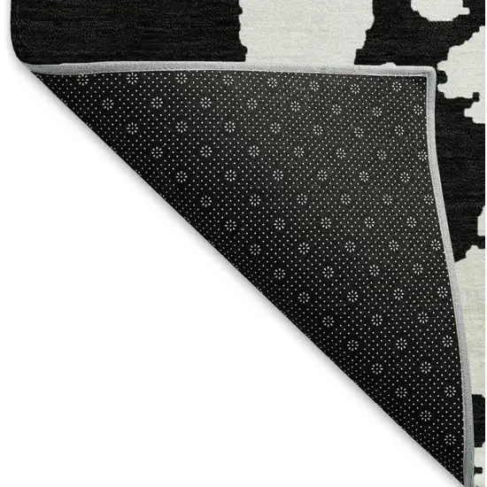Black And White Abstract Washable Area Rug With UV Protection Photo 7