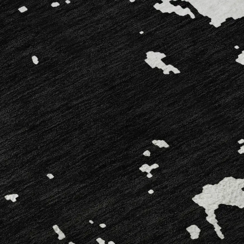 Black And White Abstract Washable Area Rug With UV Protection Photo 8