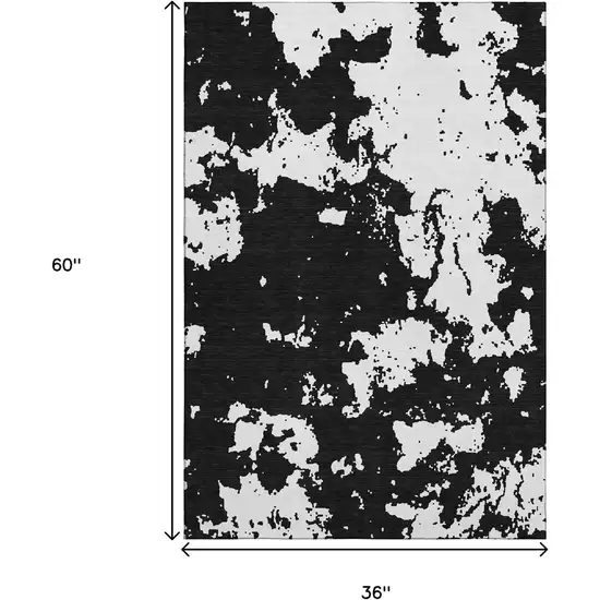 Black And White Abstract Washable Area Rug With UV Protection Photo 3