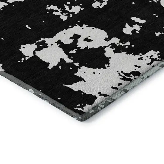 Black And White Abstract Washable Area Rug With UV Protection Photo 8