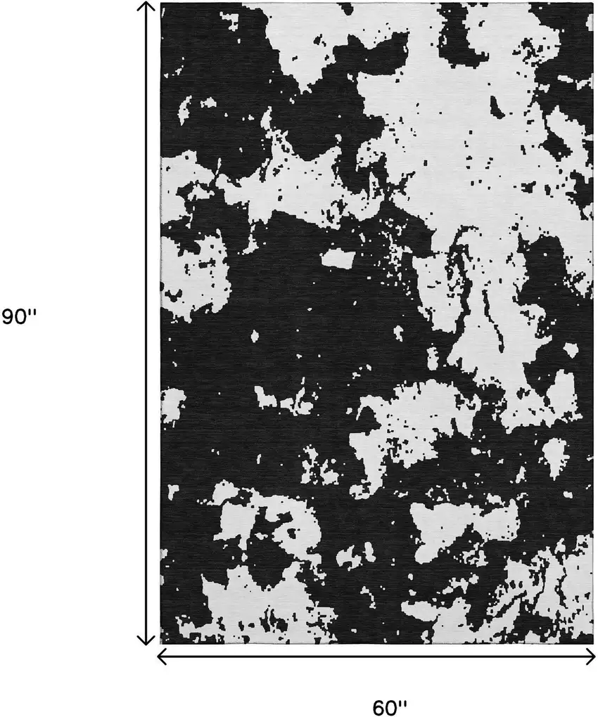 Black And White Abstract Washable Area Rug With UV Protection Photo 8