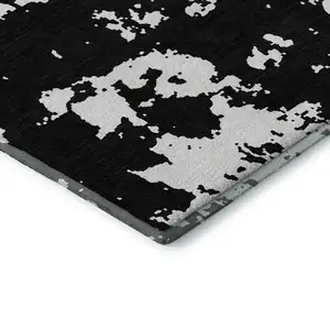 Photo of Black And White Abstract Washable Area Rug With UV Protection