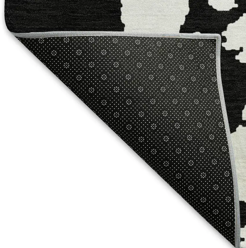 Black And White Abstract Washable Area Rug With UV Protection Photo 7