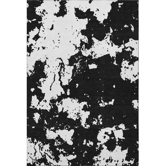Black And White Abstract Washable Area Rug With UV Protection Photo 4