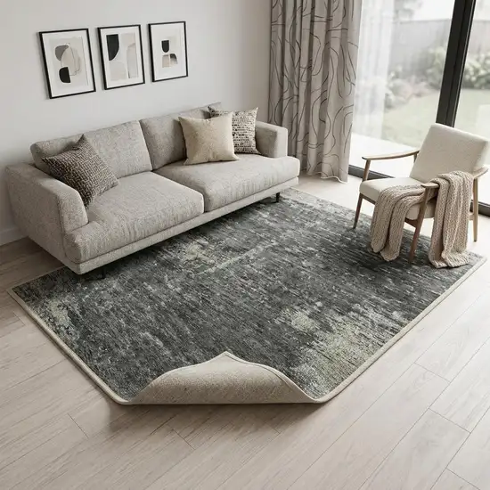 Black And White Abstract Washable Area Rug With UV Protection Photo 1
