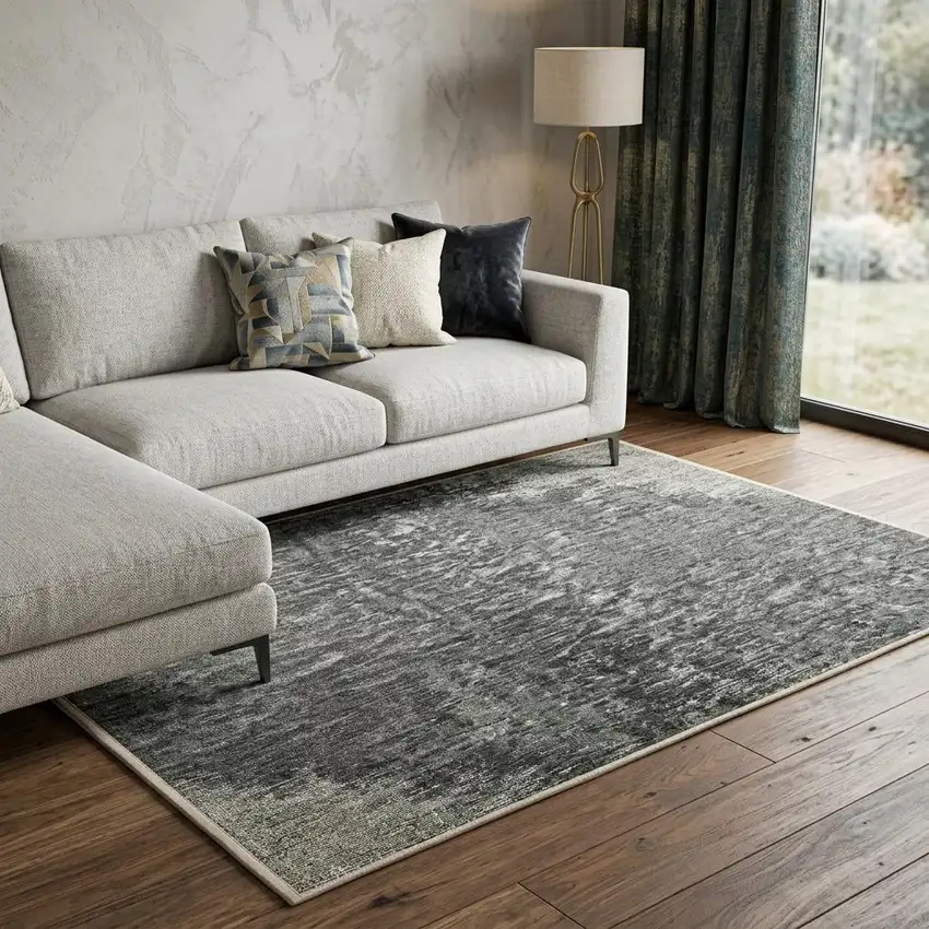 Black And White Abstract Washable Area Rug With UV Protection Photo 1