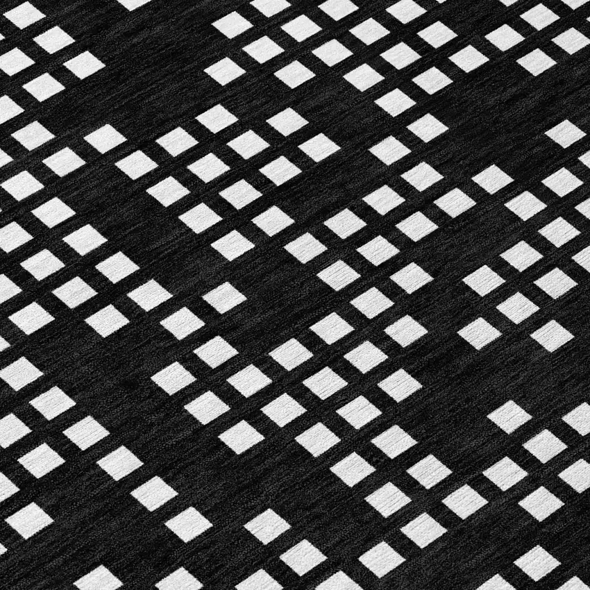 Black And White Abstract Washable Indoor Outdoor Area Rug Photo 4
