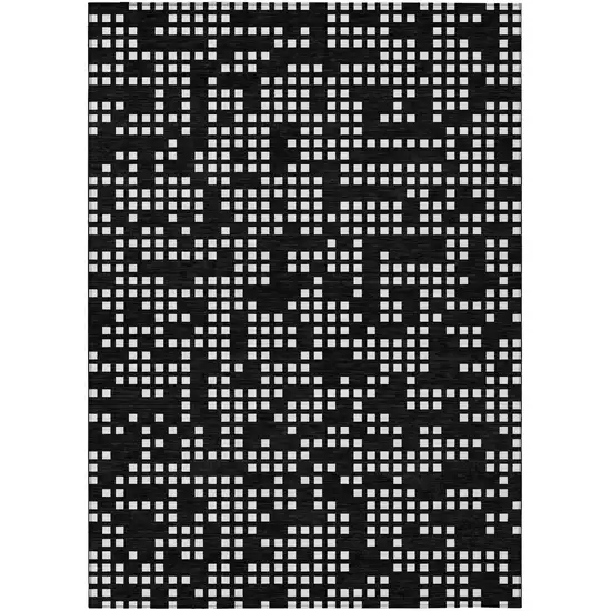Black And White Abstract Washable Indoor Outdoor Area Rug Photo 2