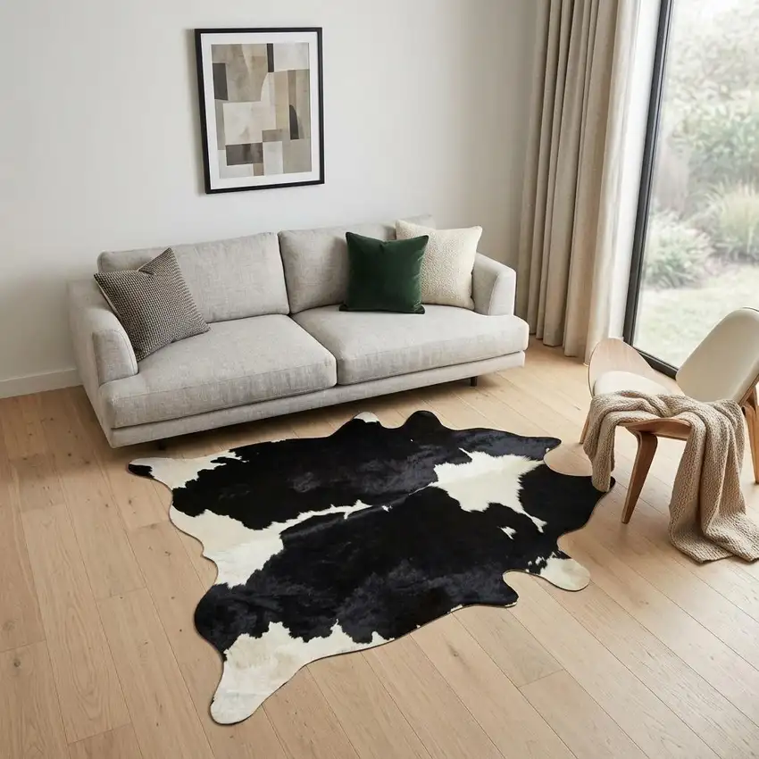Black And White Cowhide Area Rug Photo 1