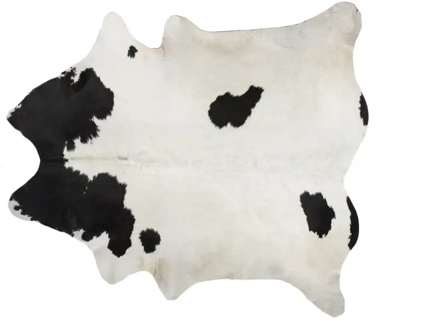 Black And White Cowhide Hand Knotted Area Rug Photo 2