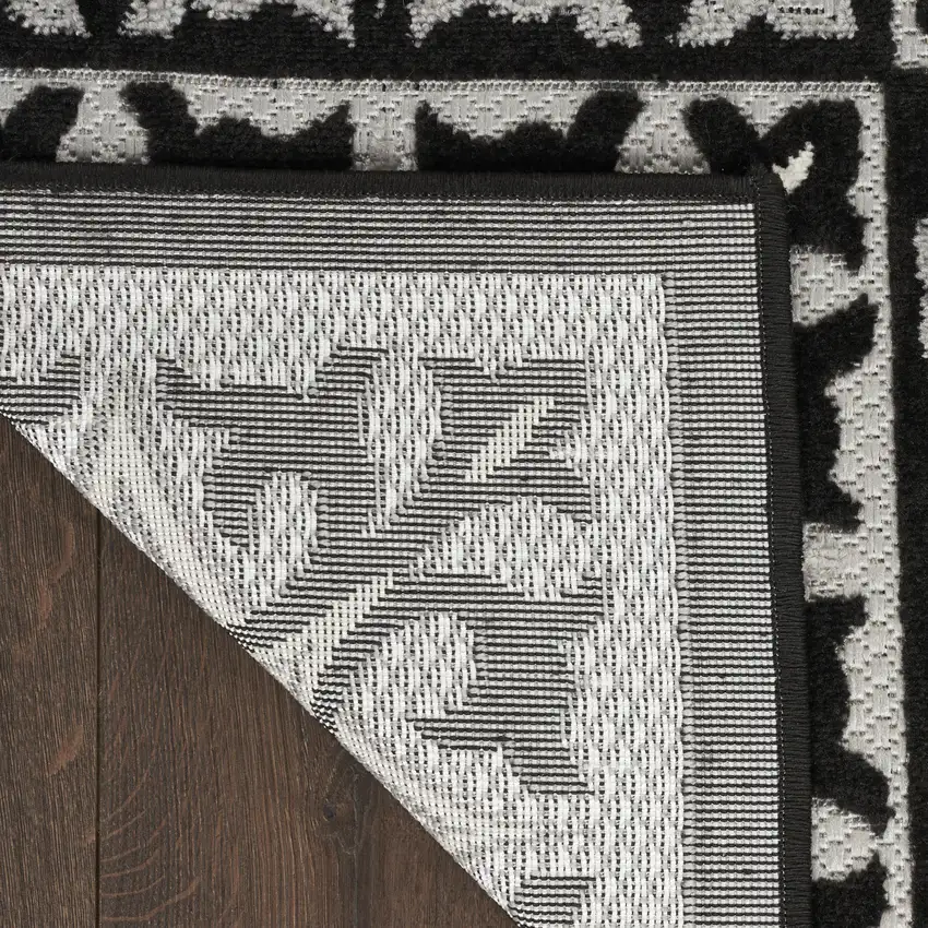 Black and White Geometric Non Skid Indoor Outdoor Area Rug Photo 6