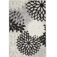 Photo of Black And White Floral Non Skid Indoor Outdoor Area Rug