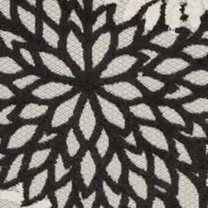 Photo of Black And White Floral Non Skid Indoor Outdoor Runner Rug