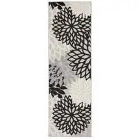 Photo of Black And White Floral Non Skid Indoor Outdoor Runner Rug