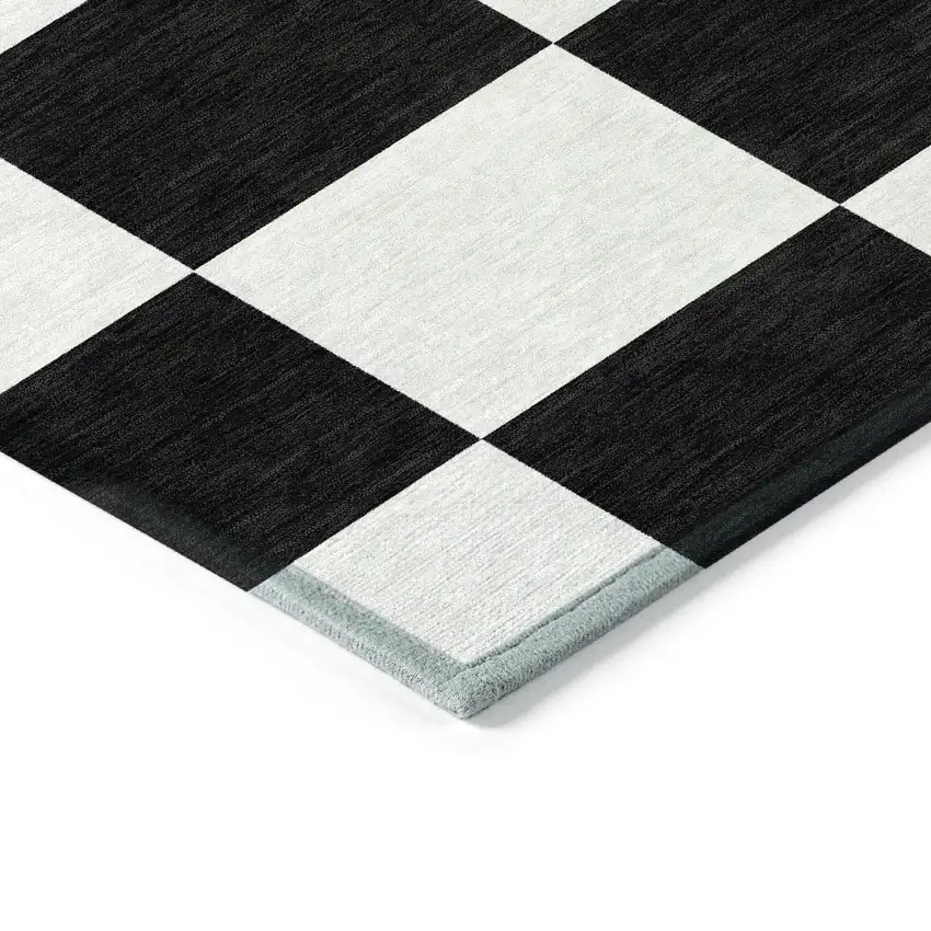 Black And White Geometric Washable Indoor Outdoor Area Rug Photo 6