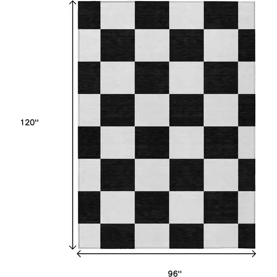 Black And White Geometric Washable Indoor Outdoor Area Rug Photo 3