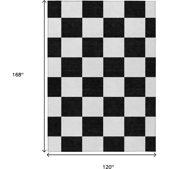 Black And White Geometric Washable Indoor Outdoor Area Rug Photo 3