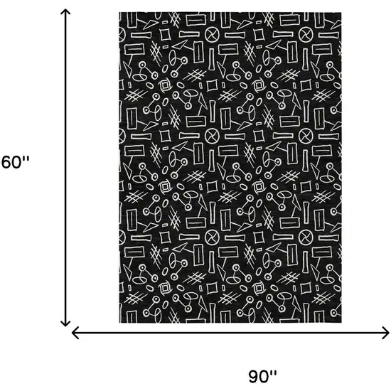 Black And White Geometric Washable Indoor Outdoor Area Rug Photo 5