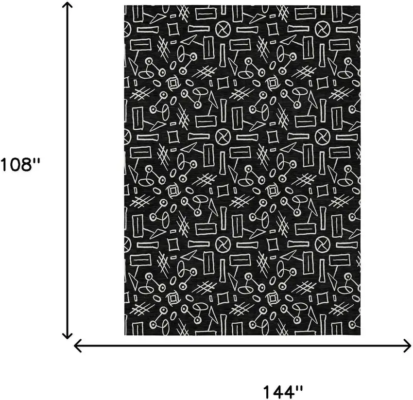 Black And White Geometric Washable Indoor Outdoor Area Rug Photo 5