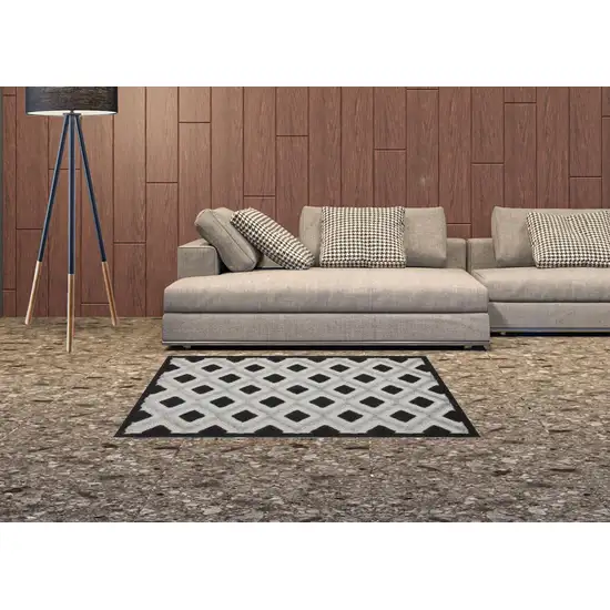 Black And White Gingham Non Skid Indoor Outdoor Area Rug Photo 2