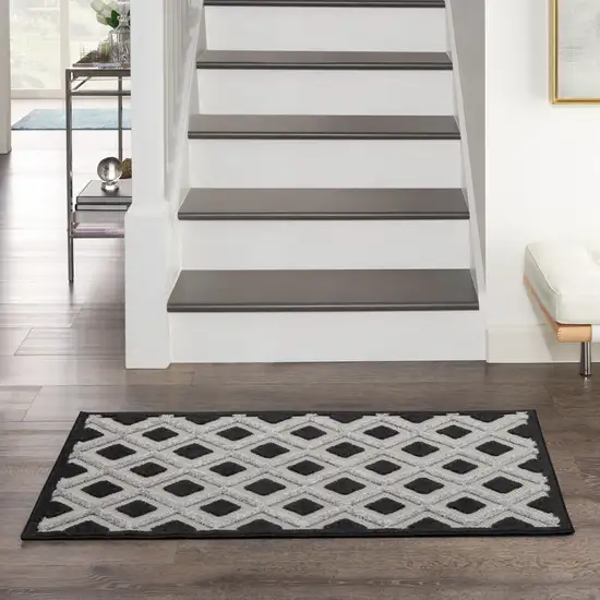Black And White Gingham Non Skid Indoor Outdoor Area Rug Photo 8