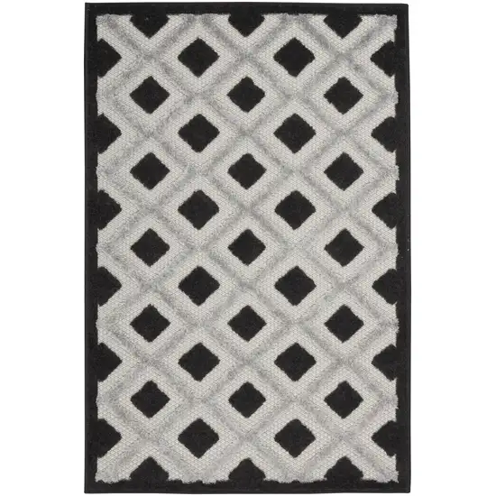Black And White Gingham Non Skid Indoor Outdoor Area Rug Photo 1